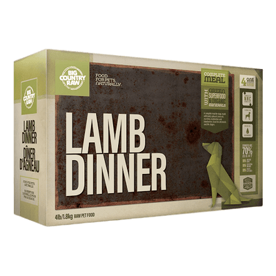 Dog Frozen Raw - DINNERS - Lamb Dinner Carton - 4 x 1 lb - J & J Pet Club - Big Country Raw
