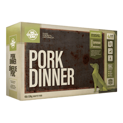 Dog Frozen Raw - DINNERS - Pork Dinner Carton - 4 x 1 lb - J & J Pet Club - Big Country Raw