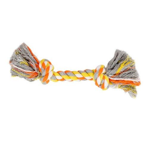 Dog Toy - 2 Knots Orange And Yellow Rope - 8.5" - J & J Pet Club - BUD'Z