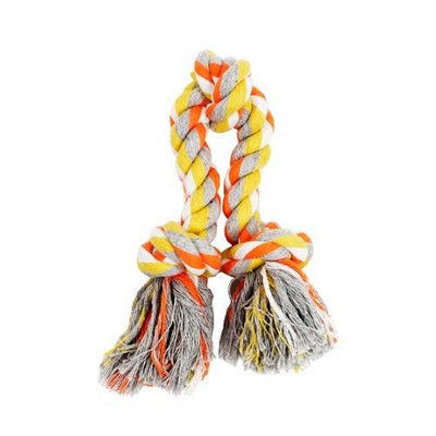 Dog Toy - 3 Knots Orange And Yellow Rope - 12" - J & J Pet Club - BUD'Z
