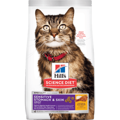 Dry Cat Food - Adult - Sensitive Stomach & Skin - Chicken & Rice Recipe - J & J Pet Club - Hill's Science Diet