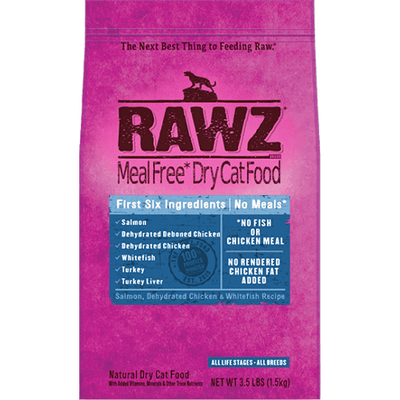 Dry Cat Food, Meal-Free Salmon, Dehydrated Chicken & Whitefish Recipe - J & J Pet Club - Rawz