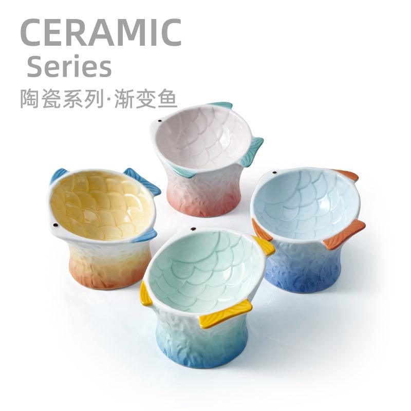 Fish Style Ceramic Cat Bowl - J & J Pet Club - HOCC