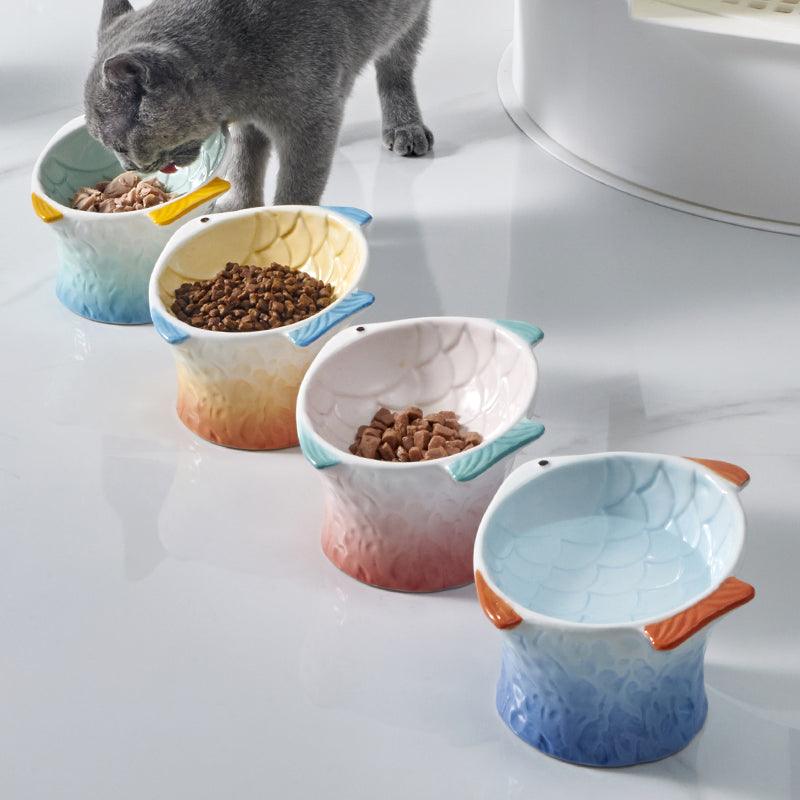 Fish Style Ceramic Cat Bowl - J & J Pet Club - HOCC
