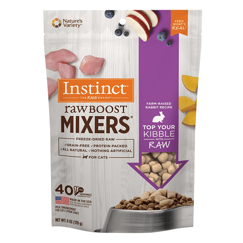 Freeze Dried Cat Food Topper - Raw Boost Mixers - Farm Raised Rabbit Recipe - 6 oz - J & J Pet Club - Instinct