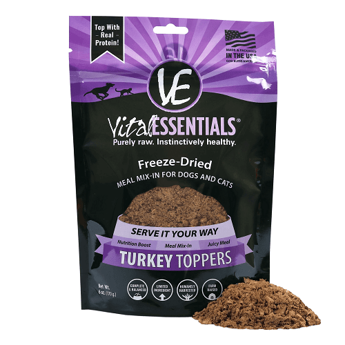 Freeze Dried Dog Food Topper, PROTEIN MIX-IN, Ground Turkey Recipe - 6 oz - J & J Pet Club - Vital ESSENTIALS
