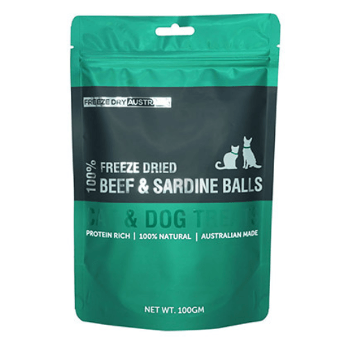 Freeze Dried Pet Treats - Beef & Sardine Balls - 100 g - J & J Pet Club - FREEZE DRIED AUSTRALIA