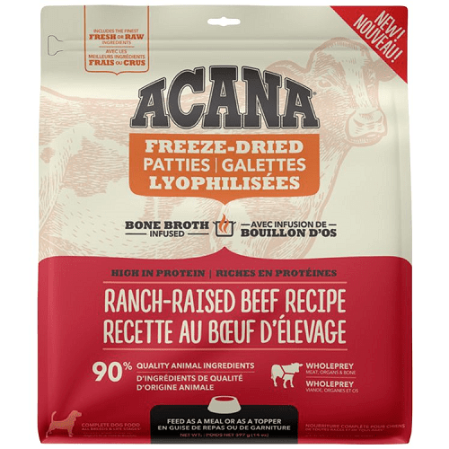 Freeze Dried Raw Dog Food - Beef Dinner Patties - 397 g / 14 oz - J & J Pet Club - Acana