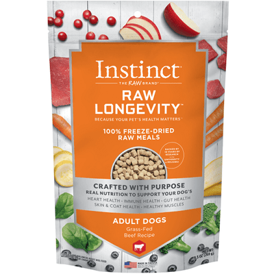 Freeze Dried Raw Dog Food - LONGEVITY - Grass Fed Beef Bites For Adult Dogs - J & J Pet Club - Instinct