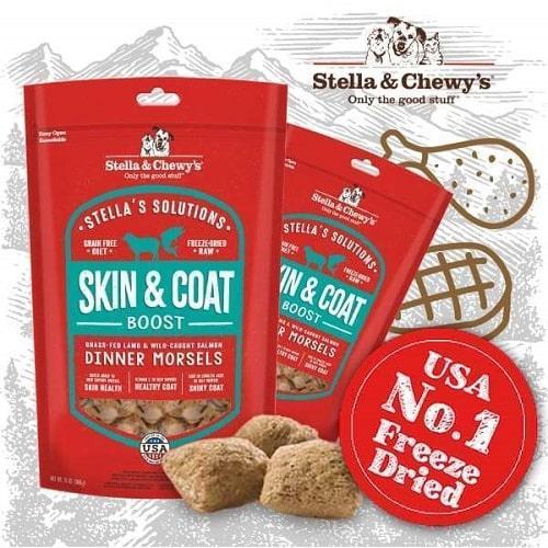Freeze Dried Raw Dog Food - Solutions - Skin & Coat Boost - Lamb & Salmon Dinner Morsels - J & J Pet Club - Stella & Chewy's
