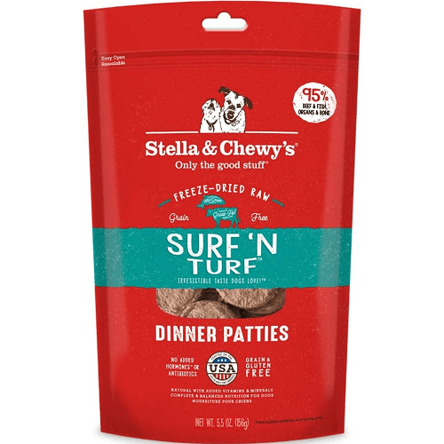 Freeze Dried Raw Dog Food - Surf 'N Turf Dinner Patties - J & J Pet Club - Stella & Chewy's