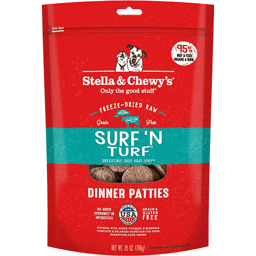 Freeze Dried Raw Dog Food - Surf 'N Turf Dinner Patties - J & J Pet Club - Stella & Chewy's