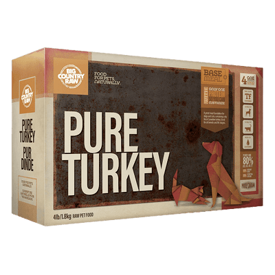 Frozen Dinner - PURE FORMULAS - Pure Turkey Carton - 4 x 1 lb - J & J Pet Club - Big Country Raw