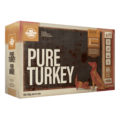 Frozen Dinner - PURE FORMULAS - Pure Turkey Carton - 4 x 1 lb - J & J Pet Club - Big Country Raw