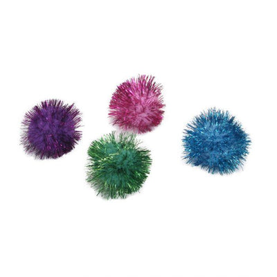 Glitter Pom Poms Cat Toy - 1.5" - 4 pk - J & J Pet Club - Turbo