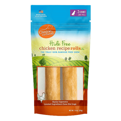 Hide Free Chicken Chews - Large 7” Roll (Up to 75 lbs) - 2 pk - J & J Pet Club - Canine Naturals