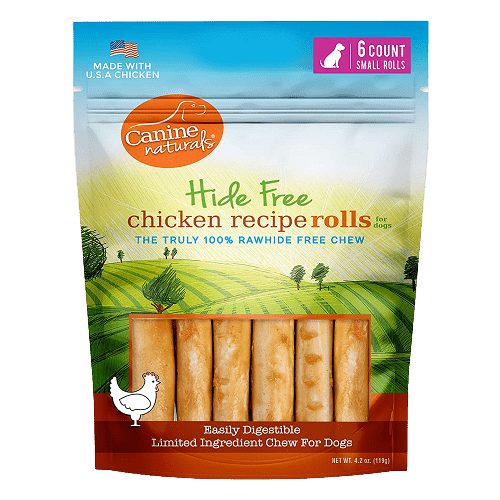 Hide Free Chicken Chews - Small 2.5” Roll (Up to 20 lbs) - 6 pk - J & J Pet Club - Canine Naturals
