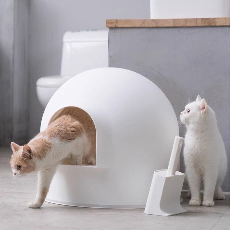 "Igloo" Cat Litter Box - incl. litter scoop - White - J & J Pet Club - Pidan