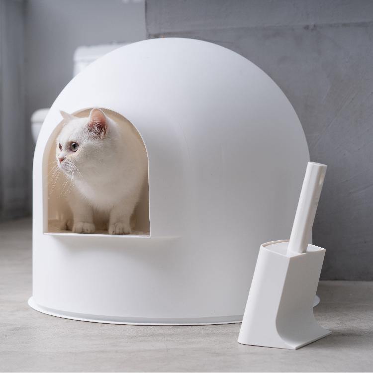 "Igloo" Cat Litter Box - incl. litter scoop - White - J & J Pet Club - Pidan