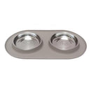 Messy Cat - Double Silicone Cat Feeder with Stainless Saucer Shaped Bowl - 1.75 Cups Per Bowl - J & J Pet Club - Messy Mus