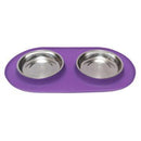 Messy Cat - Double Silicone Cat Feeder with Stainless Saucer Shaped Bowl - 1.75 Cups Per Bowl - J & J Pet Club - Messy Mus