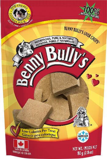 Freeze-Dried Dog Treats, Liver Chops - Original Benny Bully's Dog Treats.