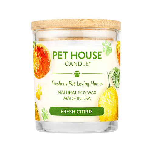 Pet House - 100% Natural Soy Wax Candle - Fresh Citrus - Large 8.5 oz - J & J Pet Club - Pet House