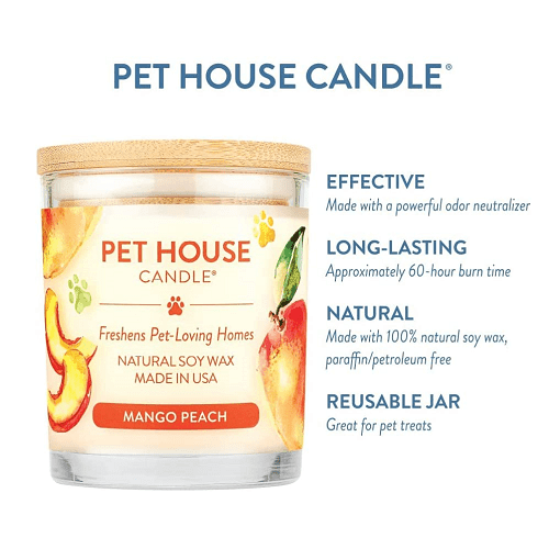 Pet House - 100% Natural Soy Wax Candle - Mango Peach - Large 8.5 oz - J & J Pet Club - Pet House