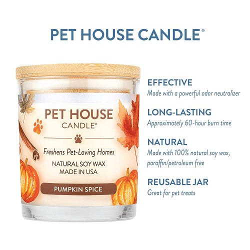 Pet House - 100% Natural Soy Wax Candle - Pumpkin Spice - Large 8.5 oz - J & J Pet Club - Pet House