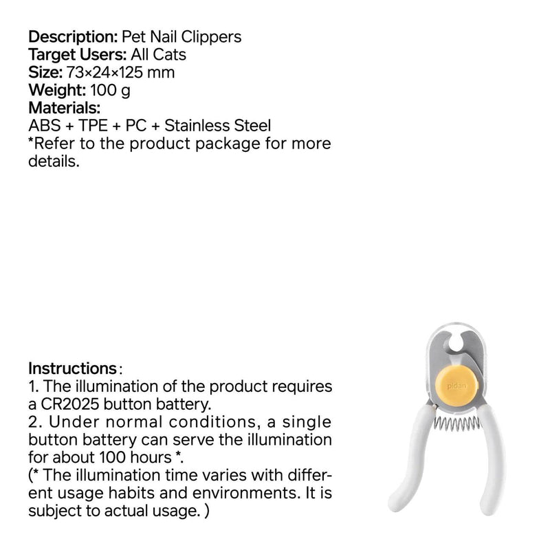 Pet Nail Clipper - Perfect For Cats And Makes Blood Vessel Visible For Newbies Nail Clipper - Safe Prevents Bleeding - J & J Pet Club - Pidan