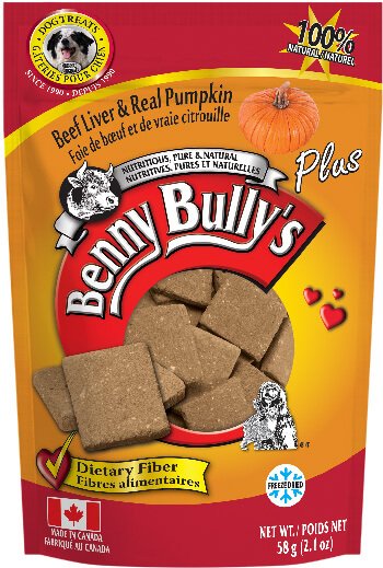 Freeze-Dried Dog Treats, Liver Plus - Beef Liver Plus Pumpkin - 58 g Benny Bully's Dog Treats.