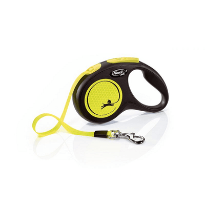 Retractable Leash - New Neon - S Tape 16 ft/5 m - J & J Pet Club - Flexi