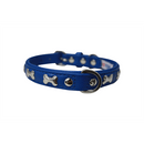 Rotterdam Bones Dog Collar - Metal Bones fitted - Cobalt Blue - J & J Pet Club - Angel Pet Supplies