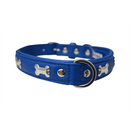 Rotterdam Bones Dog Collar - Metal Bones fitted - Cobalt Blue - J & J Pet Club - Angel Pet Supplies