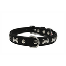 Rotterdam Bones Dog Collar - Metal Bones fitted - Midnight Black - J & J Pet Club - Angel Pet Supplies
