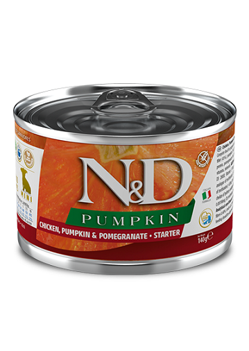 *SHORT DATED* Canned Dog Food - N & D - PUMPKIN - Chicken, Pumpkin & Pomegranate Starter - 4.9 oz* (Best by Aug 2024) - J & J Pet Club - Farmina