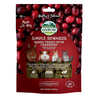 Simple Rewards - Small Animal Treat - Baked with Cranberry - 3 oz - J & J Pet Club - Oxbow