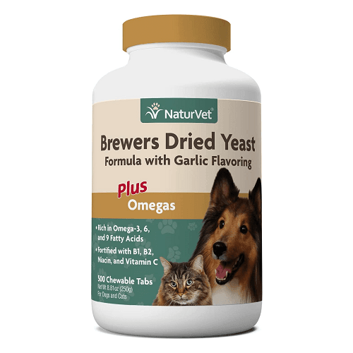 Skin & Coat Care Supplement - Brewers Dried Yeast Formula with Garlic Flavoring Chewable Tablets (Plus Omegas) - 500 ct - J & J Pet Club - Naturvet