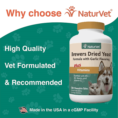 Skin & Coat Care Supplement - Brewers Dried Yeast With Garlic Chewable Tablets (Plus Vitamins) - J & J Pet Club