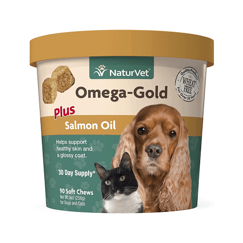 Skin & Coat Care Supplement, Omega-Gold (Plus Salmon Oil), 90 ct cup - J & J Pet Club - Naturvet