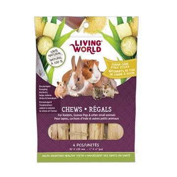Small Animal Chews - Sugarcane Stalk Sticks - 4 pieces - J & J Pet Club - Living World
