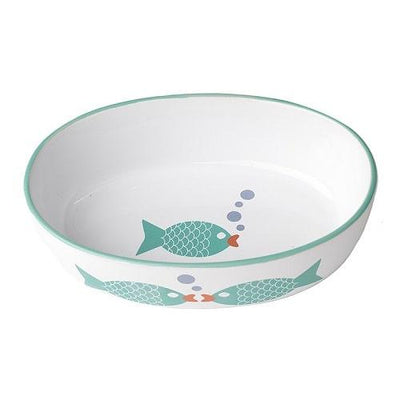 Stoneware Pet Bowl - Bubble Fish 5" Oval (Dishwasher Safe) - J & J Pet Club - PetRageous