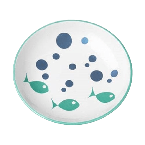 Stoneware Pet Bowl - Bubble Fish 5" Saucer/Treat Plate (Dishwasher Safe) - J & J Pet Club - PetRageous