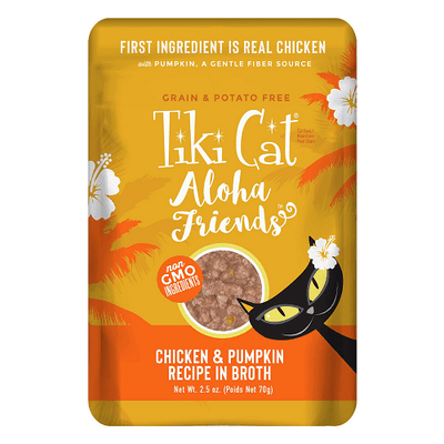 Wet Cat Food - ALOHA FRIENDS - Chicken & Pumpkin - 2.5 oz pouch - J & J Pet Club - Tiki Cat