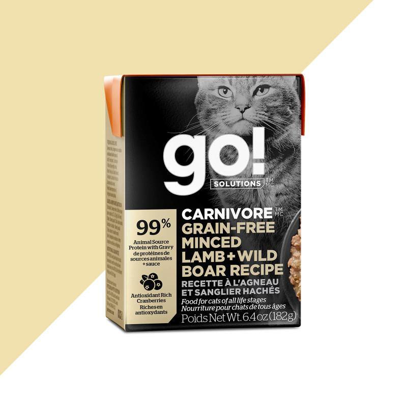 Wet Cat Food - CARNIVORE - Grain Free Minced Lamb + Wild Boar Recipe, 6.4 oz - J & J Pet Club - GO!