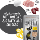Wet Cat Food - SPECIAL - FUSSY: Duck Liver & Egg in Broth For Adult Cats - 2.4 oz pouch - J & J Pet Club - Tiki Cat
