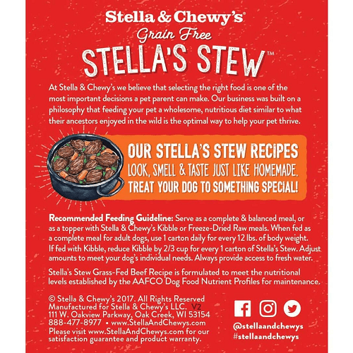 Wet Dog Food - Stella's Stew - Beef Stew - 11 oz - J & J Pet Club - Stella & Chewy's
