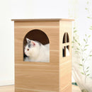 Wooden Double Deck Cat House - 38 x 38 x 73 cm - J & J Pet Club - Elite