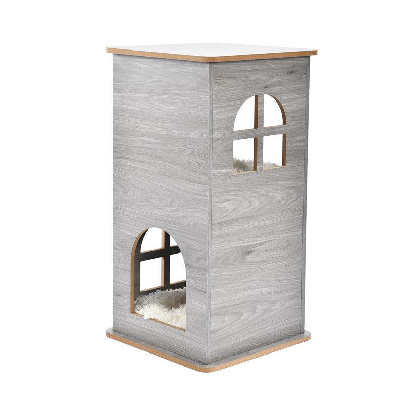 Wooden Double Deck Cat House - 38 x 38 x 73 cm - J & J Pet Club - Elite