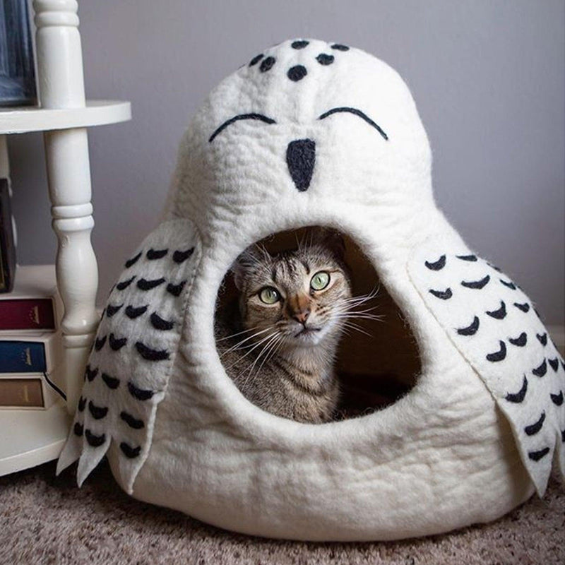 Wool Felt Cat House - Snowy Owl Cave - J & J Pet Club